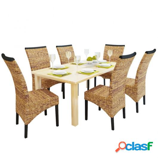 Sillas de comedor 6 unidades abacá marrón