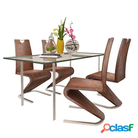 Sillas de comedor Cantilever 4uds forma U cuero artificial