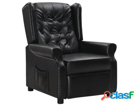 Sillón VIDAXL reclinable Negro (Cuero artificial - 76 x 91