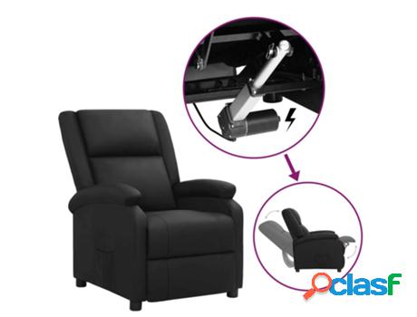 Sillón VIDAXL reclinable elevable Negro (Cuero - 71 x 90.5