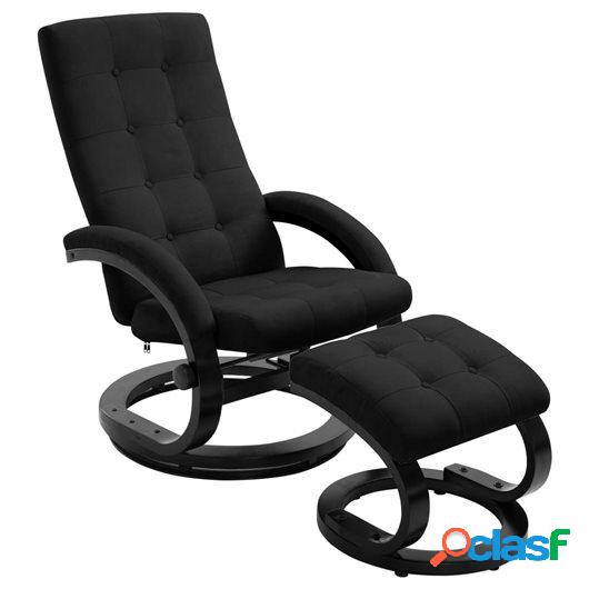 Sillón reclinable con reposapiés tela tacto de ante negro