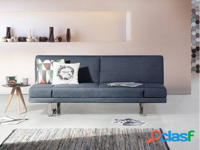 Sofá Cama BELIANI York (Azul - Poliéster y Metal - Plazas: