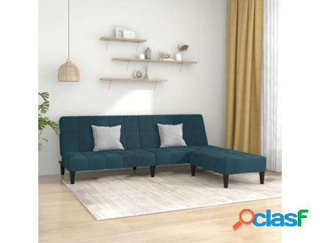 Sofá Cama VIDAXL Azul Terciopelo (200 x 84.5 x 69 cm)