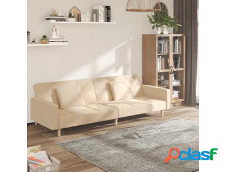 Sofá Cama VIDAXL Beige Tela (220 x 84.5 x 69 cm)
