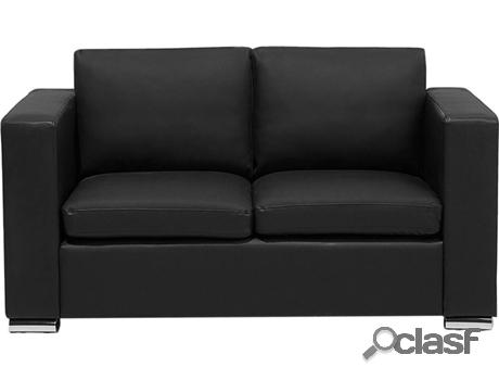 Sofá Helsinki (Negro - Piel -76x152x72 cm)