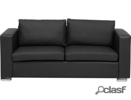 Sofá Helsinki (Negro - Piel -76x186x72 cm)