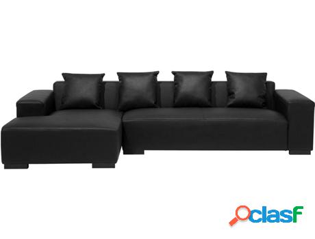 Sofá Lungo (Negro - Piel -160x285x62 cm)