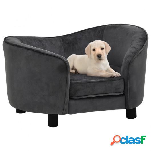 Sofá para perros felpa gris oscuro 69x49x40 cm