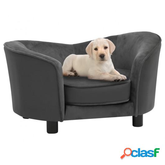 Sofá para perros felpa y cuero sintético gris oscuro
