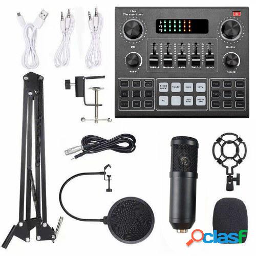 Tarjeta de sonido multifuncional Live V9 y kit de micrófono
