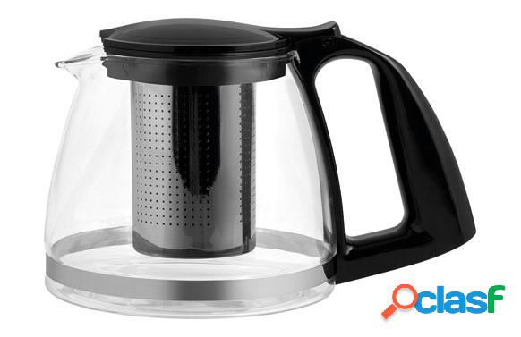 Tetera de vidrio borosilicato de color negra. 0,75L