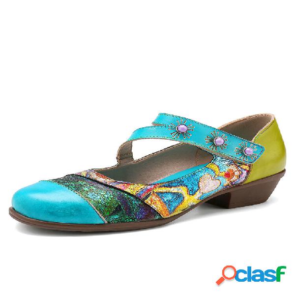 Zapatos de tacón de bloque antideslizantes con panel