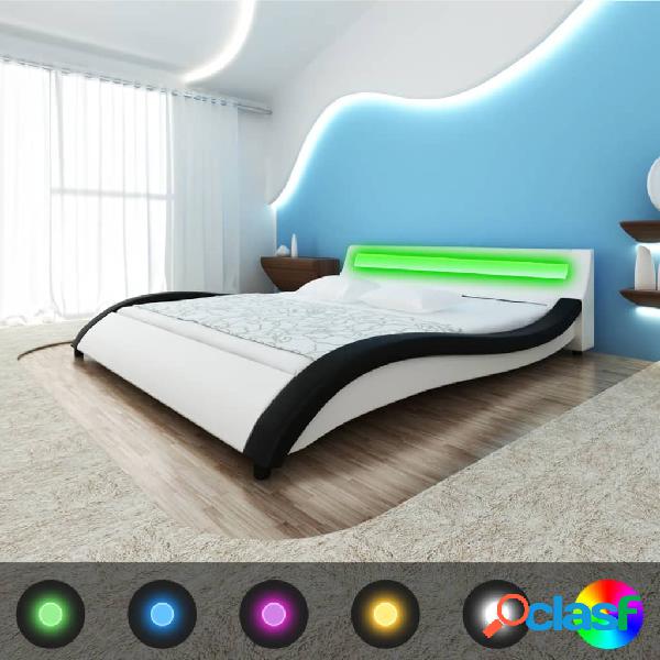 vidaXL Cama con colchón viscoelástico y LED cuero