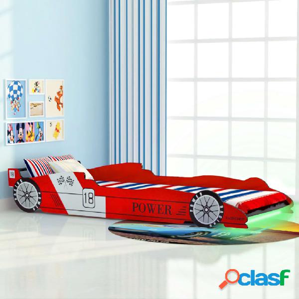vidaXL Cama infantil con forma de coche carreras y LED