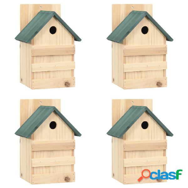 vidaXL Casa para pájaros 4 unidades madera de abeto