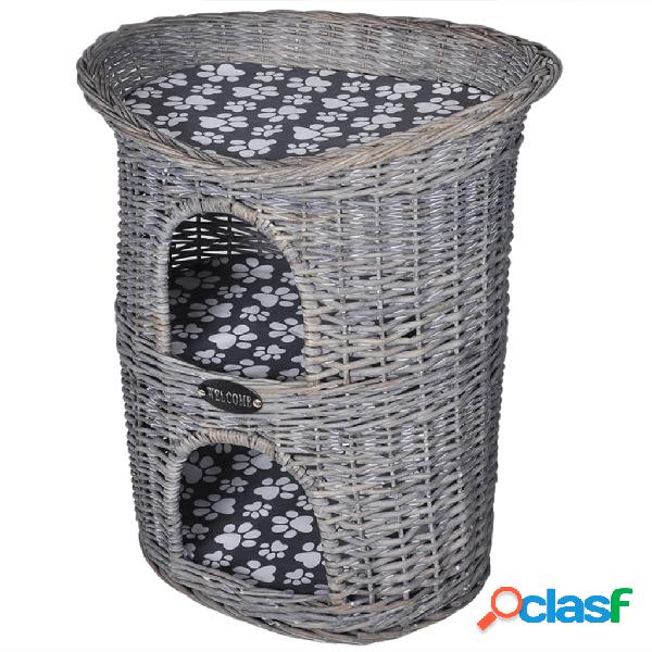 vidaXL Casa/cama/rascador para mascotas 2 niveles sauce con