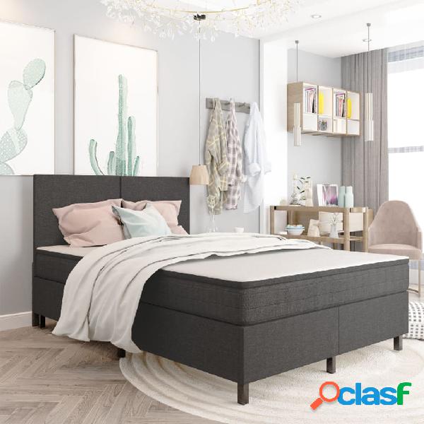 vidaXL Estructura de cama Box Spring tela gris 140x200 cm