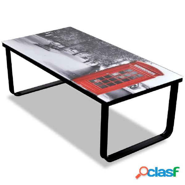 vidaXL Mesa de centro superficie de vidrio con foto de