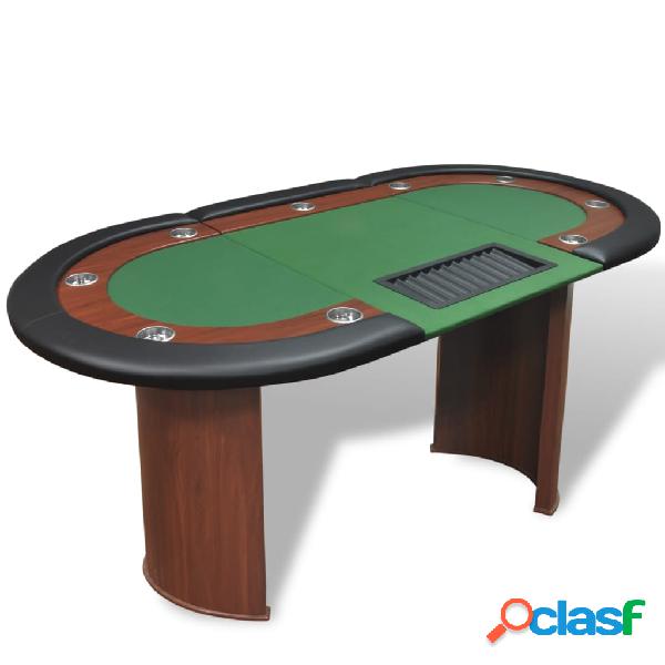 vidaXL Mesa de póker 10 jugadores bandeja de fichas y zona