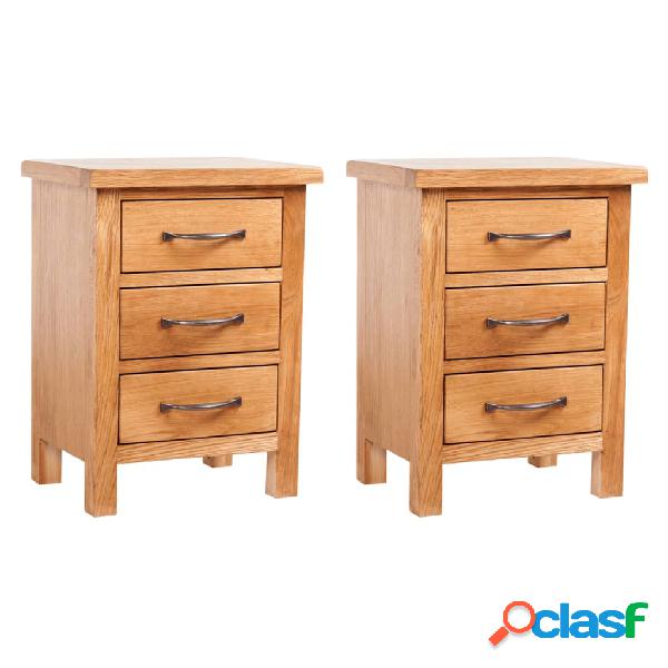 vidaXL Mesitas de noche 2 unidades madera maciza de roble