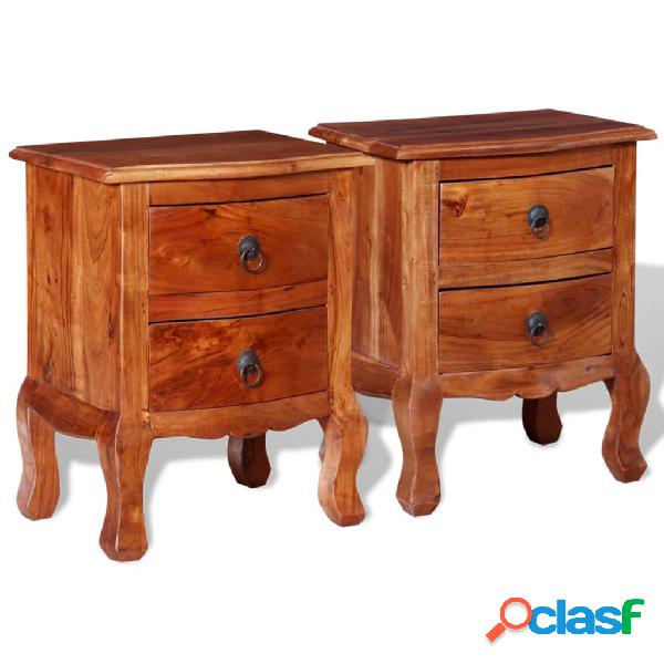 vidaXL Mesitas de noche con cajones 2 uds madera maciza de