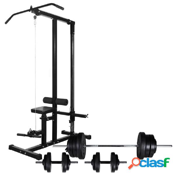 vidaXL Máquina de musculación con pesas y mancuernas 60,5