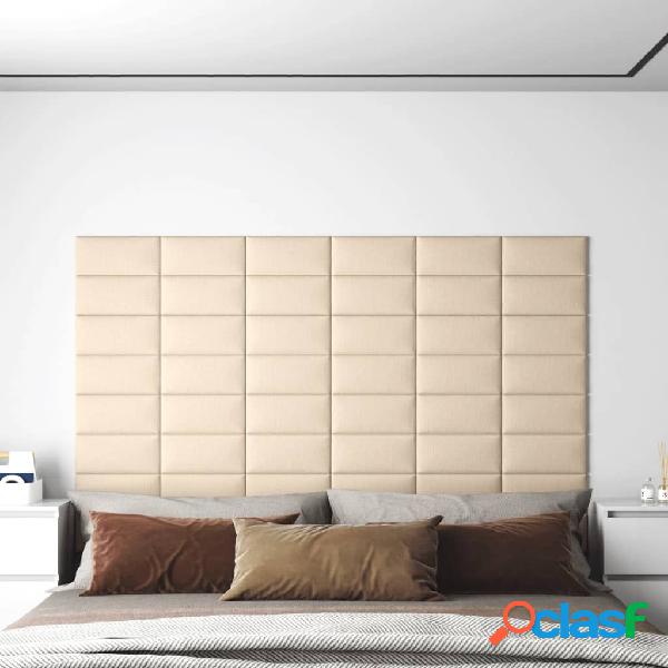 vidaXL Paneles de pared 12 uds tela color crema 30x15 cm
