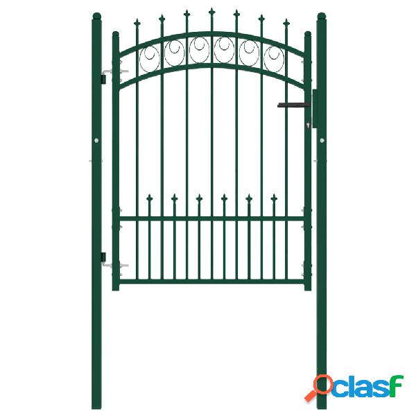 vidaXL Puerta de valla con picos acero verde 100x125 cm