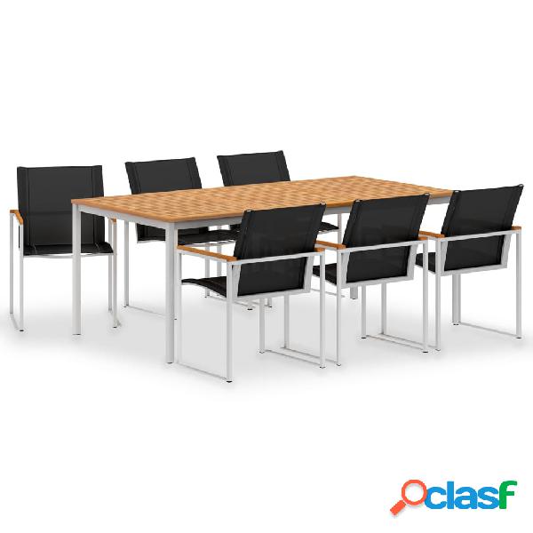 vidaXL Set de comedor para jardín 7 pzas teca maciza acero