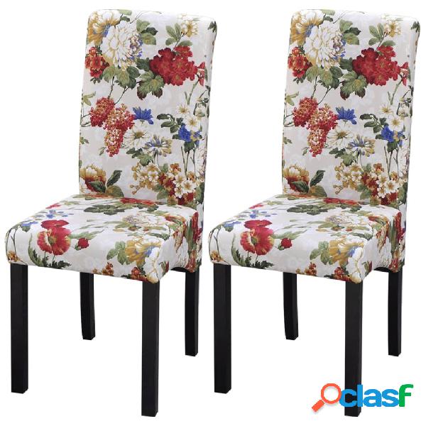 vidaXL Sillas de comedor 2 unidades tela multicolor