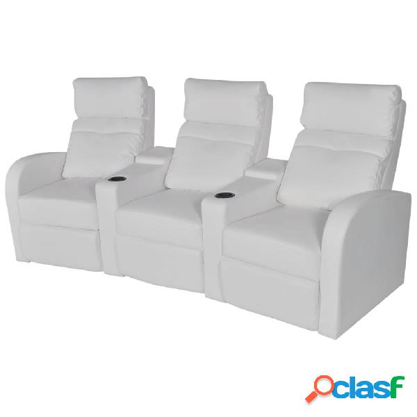 vidaXL Sillón reclinable con 3 plazas de cuero artificial