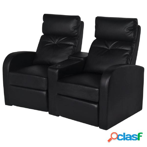 vidaXL Sillón reclinable de 2 plazas de cuero artificial