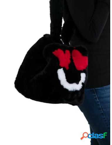 Bolso Bombonera Face In Love En Pelo Sintético Negro
