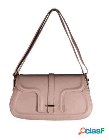 Bolso De Hombro En Piel Labrada Asas Ajustables Rosa Cuarzo