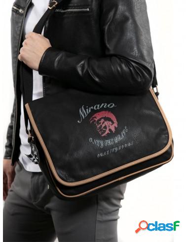 Bolso De Polipiel Azul Marino Para Hombre Negro