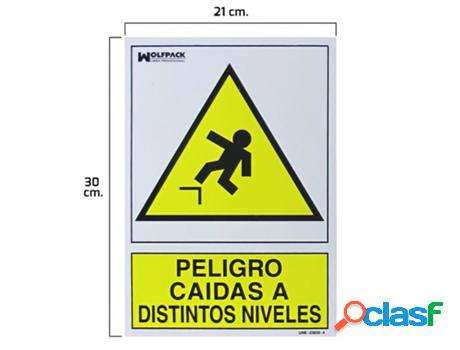 Cartel peligro caidas a distintos niveles 30x21