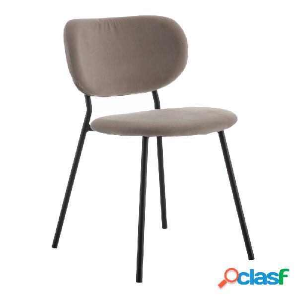 Conjunto de 2 sillas gris de terciopelo 46x49x75cm