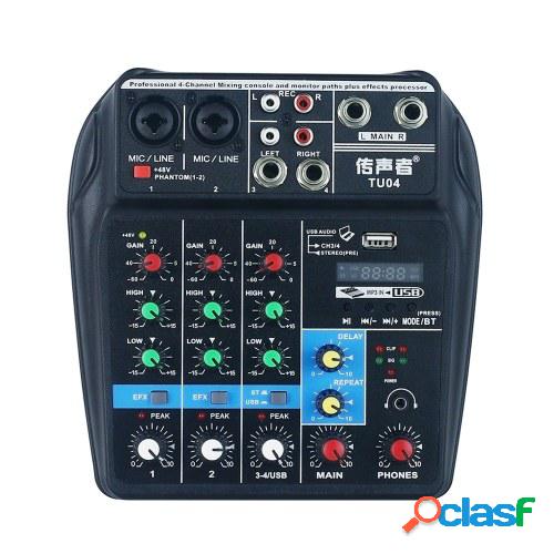 Consola de mezcla de sonido BT de 4 canales portátil