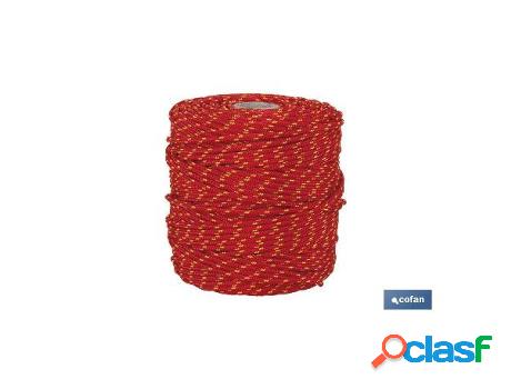 Cordón trenzado hippie rojo/amarillo 3mm x 100 m