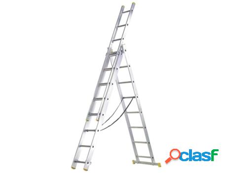 Escalera aluminio 3 tramos 9+9+9 peldaños.plegable,