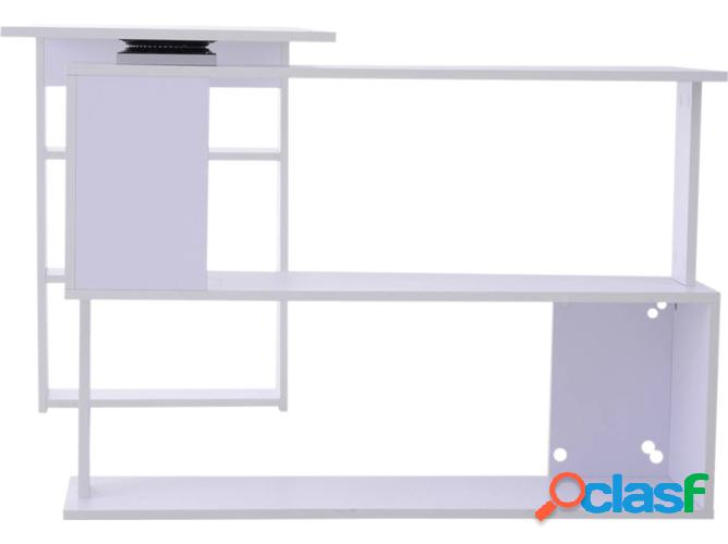 Escritorio con Estantería HOMCOM 836-074WT (Blanco -