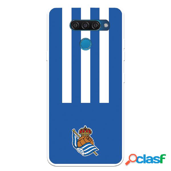 Funda para LG Q60 del Real Sociedad de Futebol Real rayas