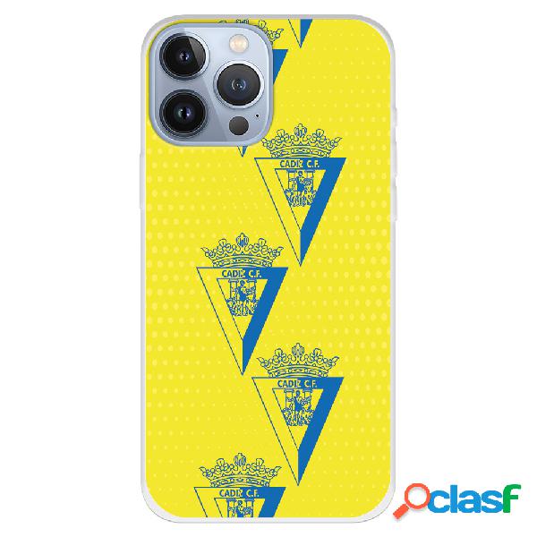 Funda para iPhone 13 Pro Max del Cádiz Escudo Patron Lineal