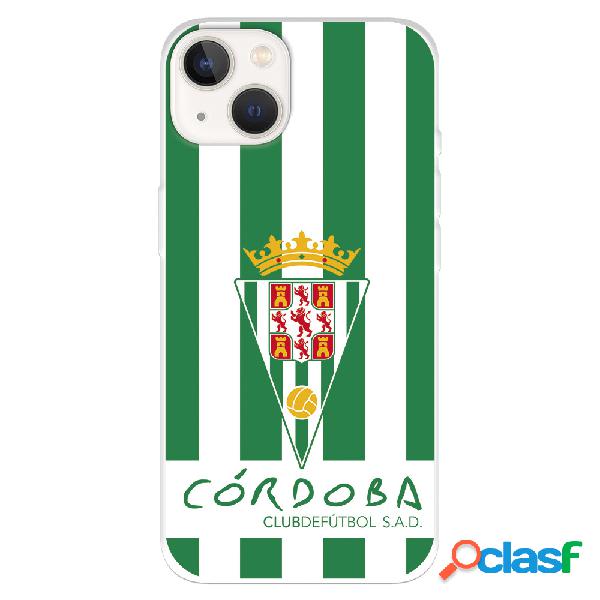 Funda para iPhone 14 del Córdoba CF Escudo Fondo Rayas -