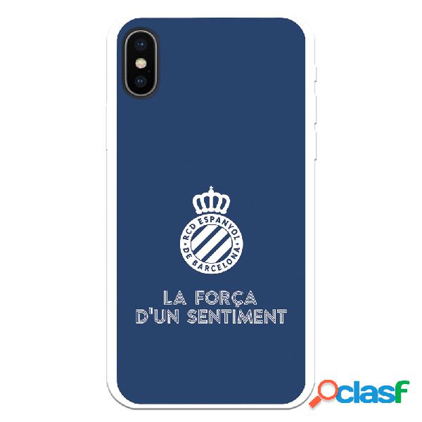 Funda para iPhone X del RCD Espanyol Escudo Fondo Azul