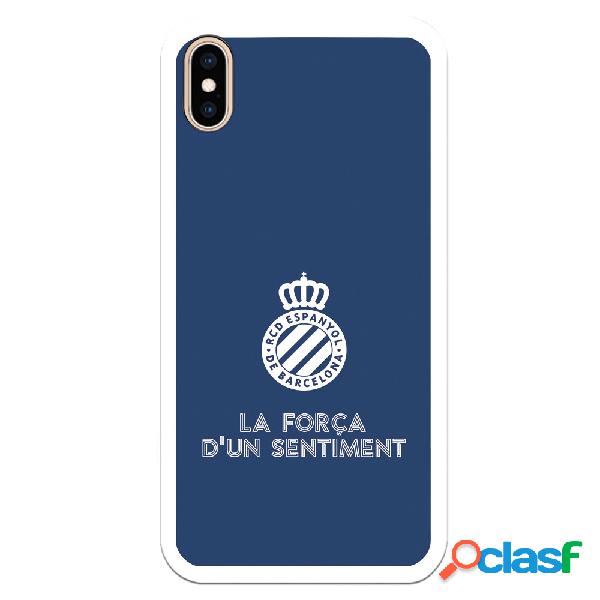 Funda para iPhone XS Max del RCD Espanyol Escudo Fondo Azul