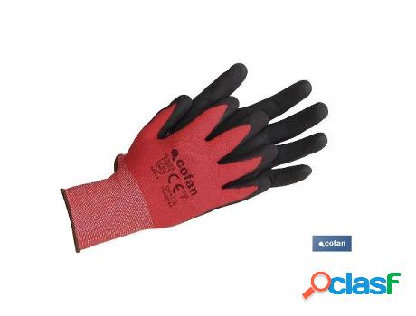 Guante impregnado sandy coated rojo/negro talla 6 caja 12