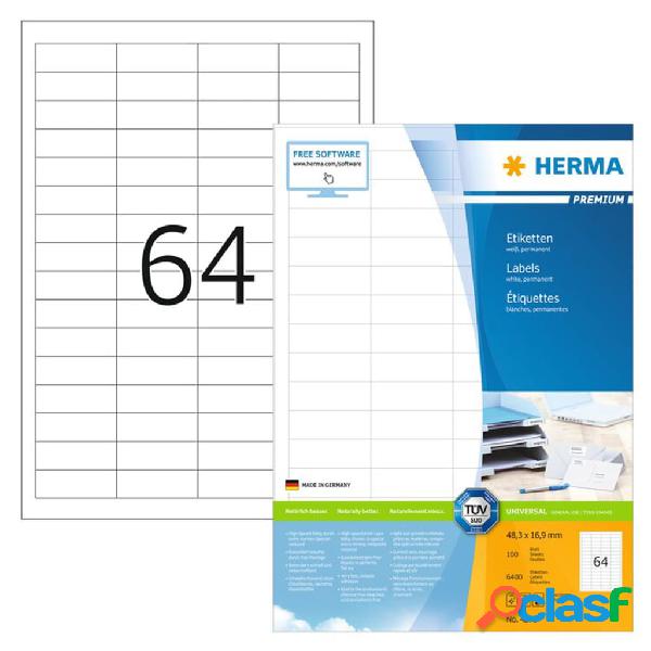 HERMA Etiquetas permanentes PREMIUM 100 hojas A4 48,3x16,9