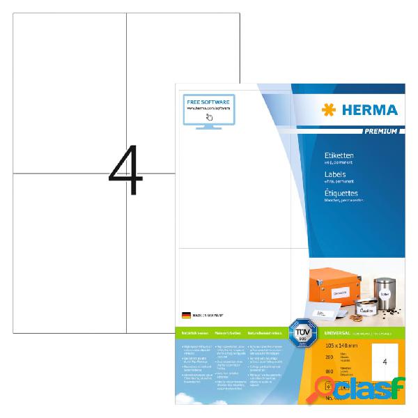HERMA Etiquetas permanentes PREMIUM 200 hojas A4 105x148 mm