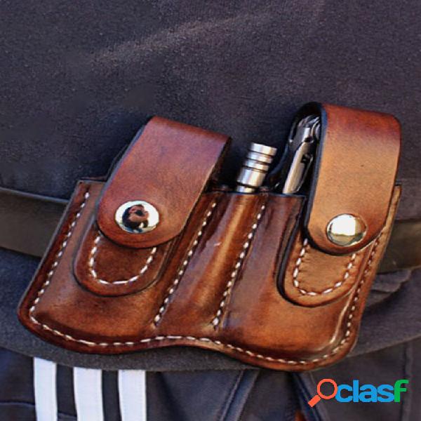 Hombres EDC Piel Genuina Multiherramienta retro Cintura
